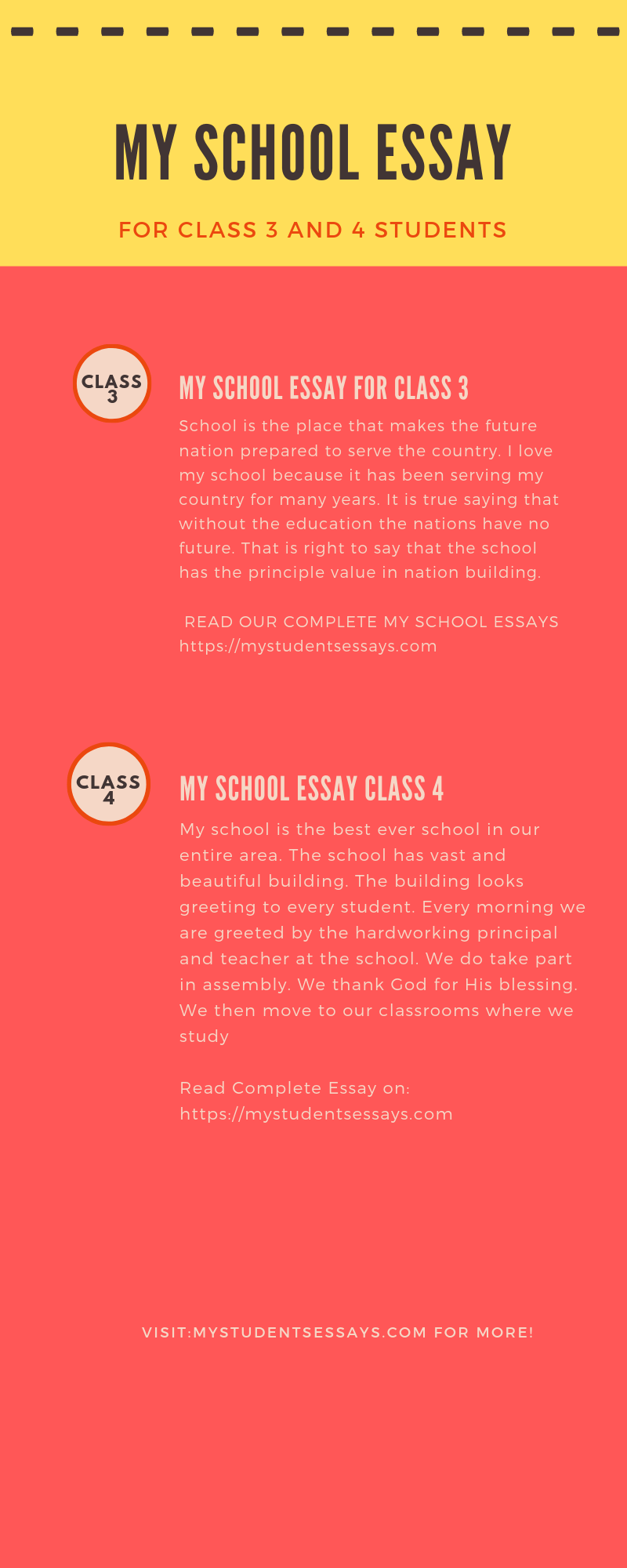 My school essay for 3rd and 4th class students