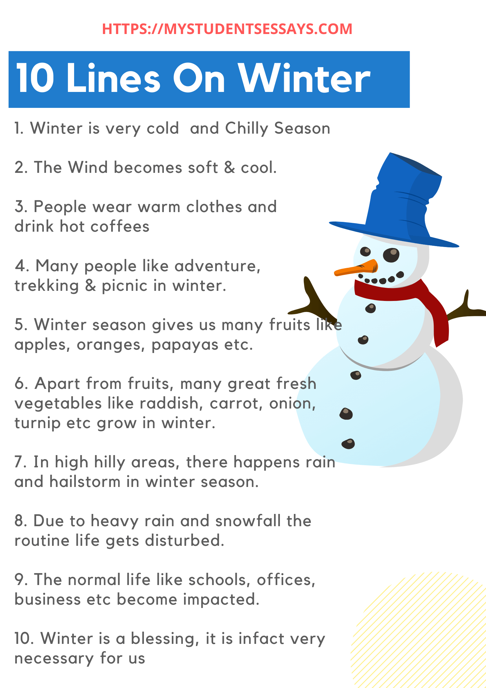 essay on winter season for class 2