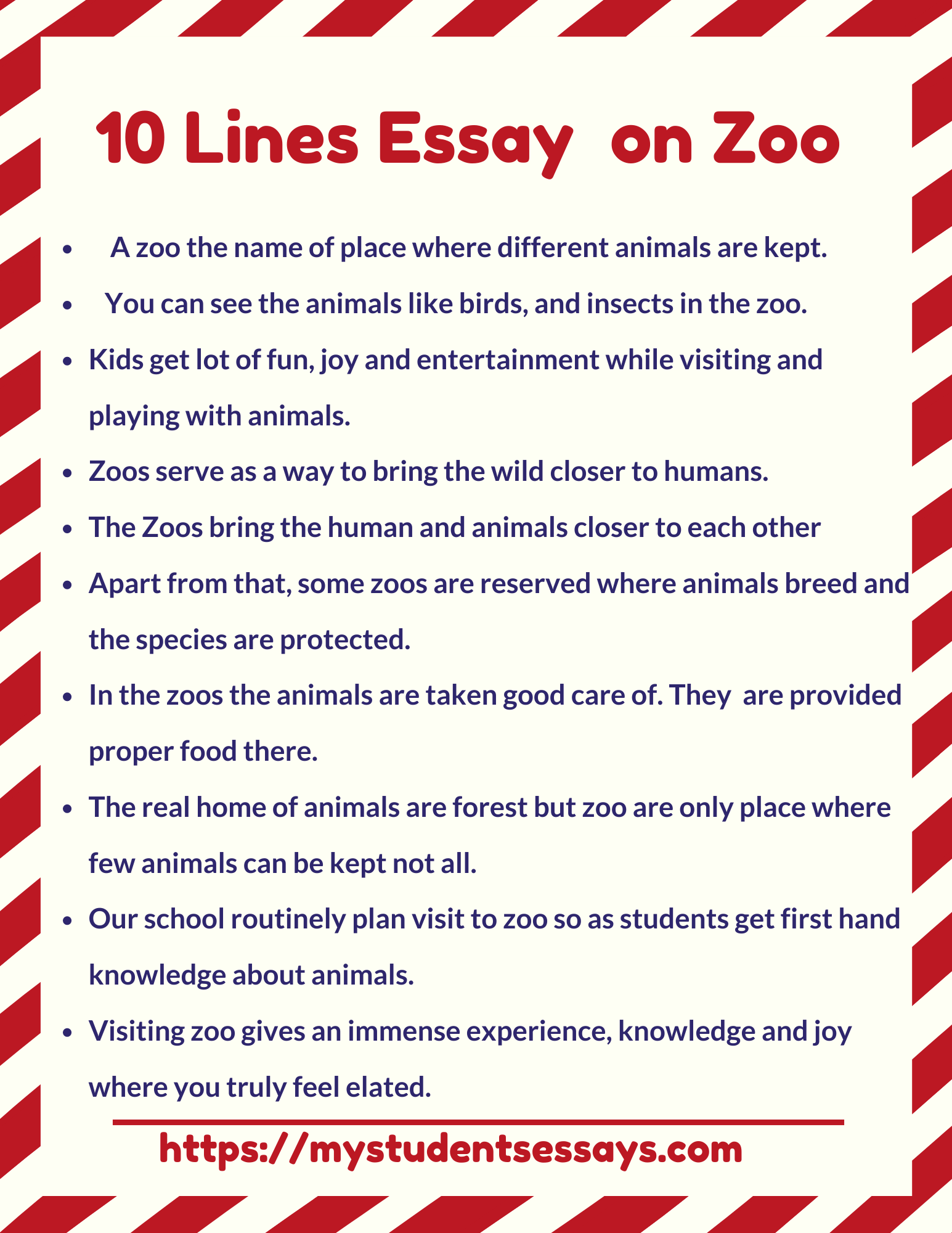 essay on visit to a zoo for class 6