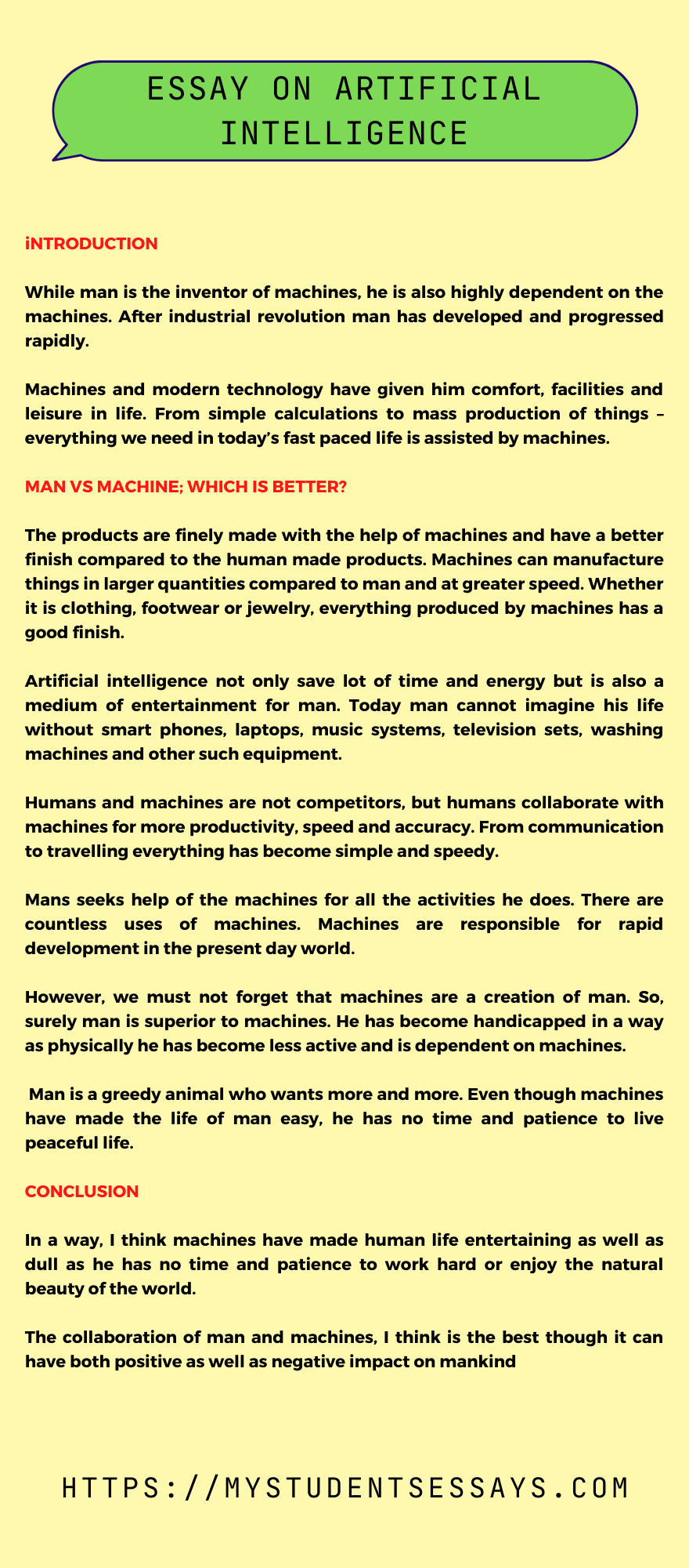 Artificial Intelligence Essay 300 Words