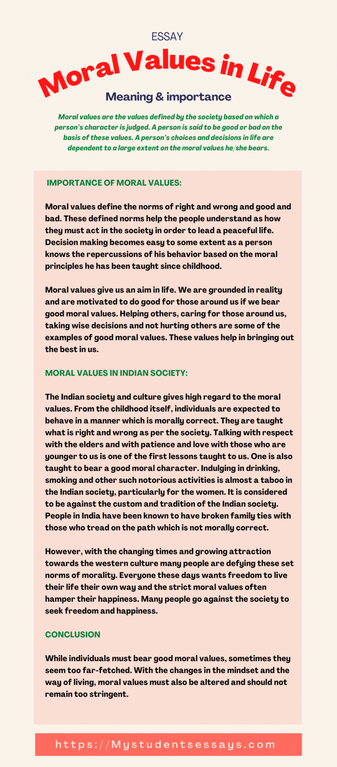 essay on importance of moral values for a society