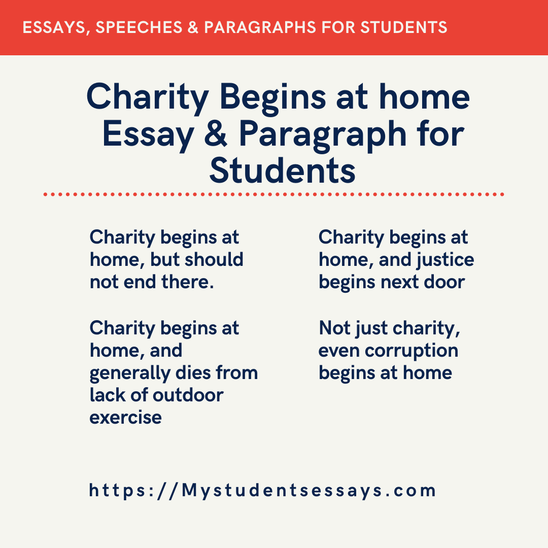 Essay on Charity Begins at Home | Short & Long Essays For Students