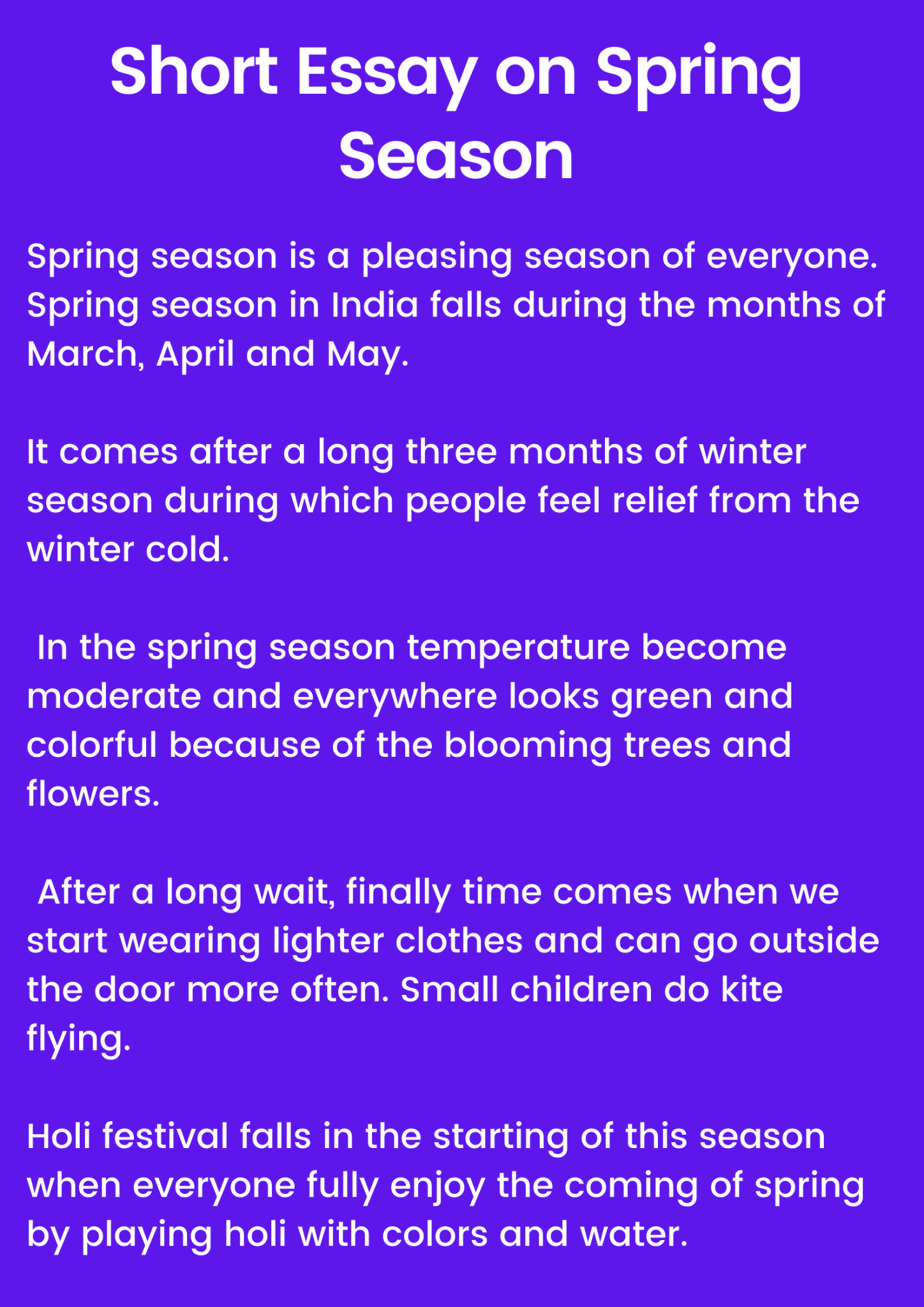 short essay on spring season