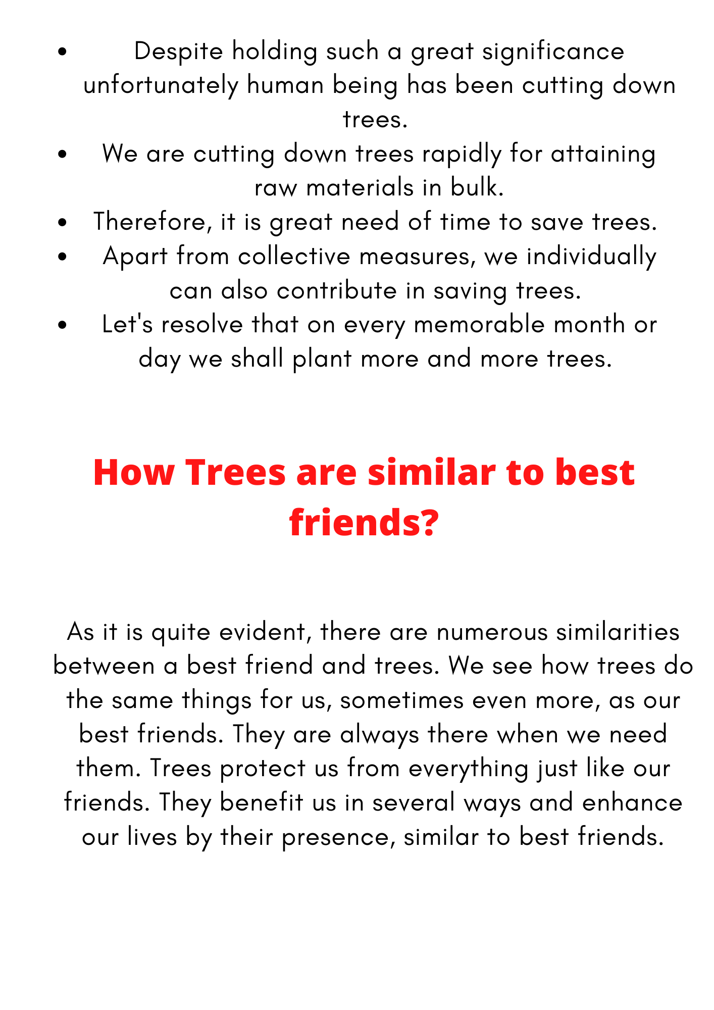 value of trees paragraph